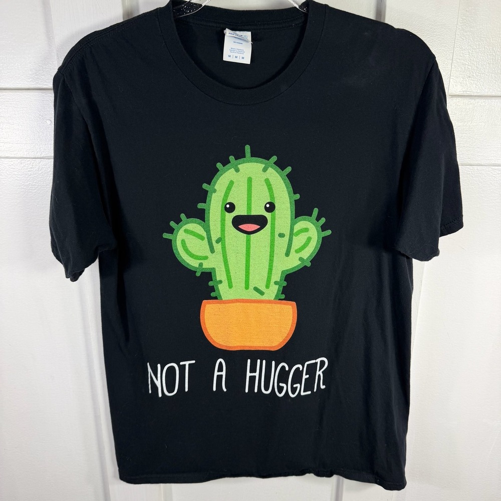 Port and Company Black Tee with Green Cactus and Orange Pot
